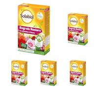 SOLABIOL Engrais Rosiers & Arbustes A Fleurs - 5x750g - Jusqu'à 30 Pieds - Améliore La Floraison - Nutrition Longue Durée - Utilisable En Agriculture Biologique