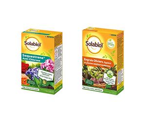 Solabiol SOSEQ01 Sequestrene Antichlorose 100 G | Résultats Visibles Rapidement | Action Longue durée | Utilisable en Agriculture Biologique & SOLIVY750 Engrais Oliviers Et Figuiers 750 G