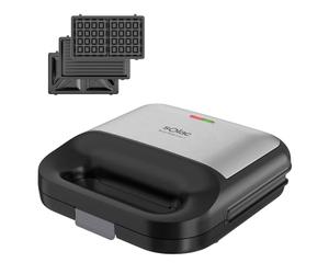 Solac - Appareil 3-en-1 (gaufrier, grill, sandwich) + 750 W | Plaques amovibles 22,5 x 12,5 cm | Système Clip Fix | Revêtement antiadhésif | Design compact