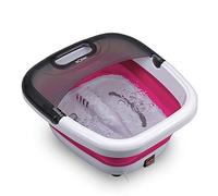 Solac ME7756 Therma Hydro - Appareil de massage des pieds, pliable, 6 litres, massage avec bulles, vibrations et infrarouge, chauffe eau, utilisation avec huiles, 350W, couleur blanc et fuchsia
