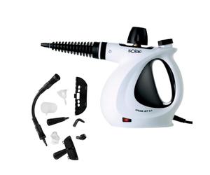 Solac - Nettoyeur vapeur à main LV1301 | 1050W | Réservoir 350 ml | Prêt en 3 min | Câble 3 m | 9 accessoires | Safety Comfort | Poignée ergonomique | Blanc