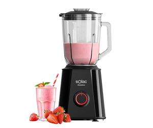 Solac Solution BV6785 - Mixeur blender 1500W, pichet en verre gradué 1,5L, lame inox amovible à 4 bords, 2 vitesses, fonction pulse, passe au lave-vaisselle, Noir