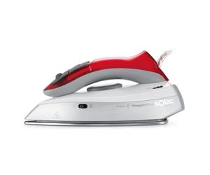 Solac Viaggio Pro - Fer à repasser de voyage 1100W, Jet vapeur 45g /mon, Semelle en céramique, Réservoir de 90ml, Poignée pliable, Cable de 1,90m, Pratique et léger