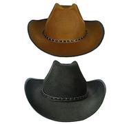 Solafas Lot de 2 chapeaux de cowboy texan pour adultes - Noir et marron