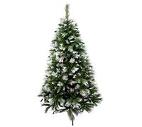 SOLAGUA NAVIDAD Arbre de Noël Artificiel Extra Rempli Sapin Combiné à Deux Feuilles de 150 à 240 cm et Support Métallique (Neigeux, 150cm 418Tips)