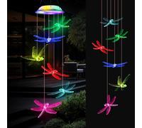 Solaire Carillon a Vent Exterieur,Étanche Libellule Solaire Carillon Éolien,Portable LED Solaires Carillons pour Fête Patio Terrasse Yard Jardin Décoration Cadeau Maman
