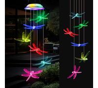 Solaire Carillon a Vent Exterieur, Étanche Libellule Solaire Carillon Éolien, Portable LED Solaires Carillons pour Fête Patio Terrasse Yard Jardin Décoration Cadeau Maman