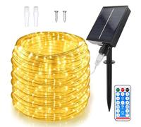Solaire Corde Lumineuse, 20M 200LEDs Lumineuses Solaires D'extérieur, Télécommande Solarlicht Dekoration Rope Guirlandes Lumineuses Étanche avec 8 Modes pour un Mariage Dans le Jardin