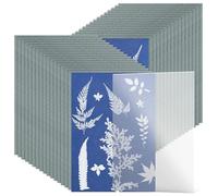 solaire Cyanotype - 32 feuilles de d'impression A5 avec panneau acrylique, sensible à la lumière du soleil | Profitez d'un projet artistique de bricolage amusant pour et a