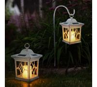 Solaire Déco LED Luminaire Batterie Jardin Éclairage Grab Pendues Lanterne Blanc