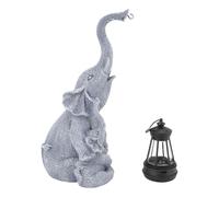 Solaire Elephant Garden Decor Sculpture Lantern Mother and Child Figurines Outdoor Yard Decoration