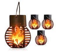 Solaire Flamme Lumières,Lanternes Solaires,Lampe solaire à flamme,Lanternes solaires de jardin,Lumière solaire LED extérieure suspendue,Lanterne solaire extérieure(4pcs)