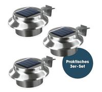 easy maxx EASYmaxx 03612 Solaire gouttière lumière | en acier inoxydable - Lot de 3 extérieur | sans fil | Éclairage, fer, argent, n.i