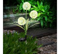 Lampe solaire d'extérieur à LED, décoration de jardin, lampe de terrasse avec piquet de pissenlit, vert jaune, plastique en acier inoxydable, blanc neutre, DxH 23x75 cm