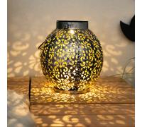 Boule solaire Boule solaire antique en métal pour jardin Lampes solaires Sphère pour l'extérieur, avec effet de lumière oriental en argent à mettre / brancher, LED, PxH 18x39 cm