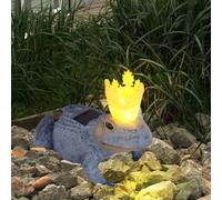 Solaire LED Extérieur Lampe Jardin Déco Cour Éclairage Grenouille Roi Chiffre Or