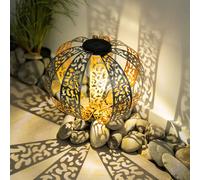 Boule solaire pour extérieur boule dorée Lampe solaire de jardin Lampe solaire orientale, avec effet lumineux et piquet au sol, 1x LED blanc chaud, DxH 30x41 cm 