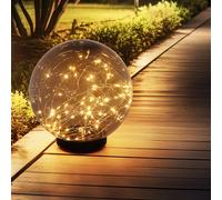 Solaire LED Extérieur Support de Lampe Balcon Jardin Chaîne Boule Fumée