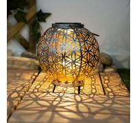 Solaire LED Extérieur Suspension Jardin Lampadaire Boule Lanterne Argent Antique