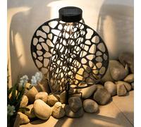 Lampe solaire pour décoration extérieure Lampe solaire de jardin LED décorative jardin argent, effet lumineux avec piquet au sol, 1x LED 3000K, LxH 30x41 cm