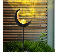 Solaire LED Fiche Lampe Lune Extérieur Éclairage Véranda Support Boule en Verre