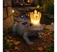 Lampe solaire d'extérieur LED grenouille roi décoration de jardin éclairage lampadaire gris or