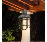 Solaire LED Lanterne Noir Retro Cage Pendues Lampe Filament Balcon Extérieur
