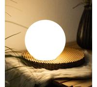 Décoration de terrasse solaire Outdoor Table Photophore solaire pour l'extérieur Lampe solaire optique rotin Boule solaire jardin Décoration balcon, gris clair blanc, 1x LED, LxH 20x17 cm