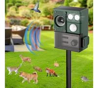 Solaire pour Chats pour Jardins au Royaume-Uni, Dissuasion ultrasonique pour l'extérieur avec capteur de Mouvement PIR, Grand Angle 110°, étanche, 6 Modes de réglage avec lumières Clignotante
