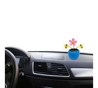 Solaire Voiture avec Fleur - ABS 11,9x5,8x14cm | Décoration de tableau de bord à énergie solaire avec conception de vibration automatique, pas besoin de batterie, idée cadeau | Affichage de l'écriture