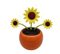 Solaire Voiture avec Fleur - ABS 11,9x5,8x14cm | Décoration de tableau de bord à énergie solaire avec conception de vibration automatique, pas besoin de batterie, idée cadeau | Affichage de l'écriture