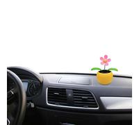 Solaire Voiture avec Fleur - ABS 11,9x5,8x14cm | Décoration de tableau de bord à énergie solaire avec conception de vibration automatique, pas besoin de batterie, idée cadeau | Affichage de l'écriture