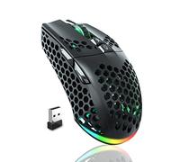 SOLAKAKA SM600 Souris de jeu sans fil avec coque en nid d'abeille, trois modes BT5.1/2.4G sans fil/Type-C avec 2 boutons latéraux, macro programmable et lumière RVB pour PC/Mac/ordinateur portable
