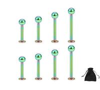 Solala Lot de 8 piercings à tige en acier inoxydable 16 g 3 mm pour labret, lèvre, tragus, hélix, barre, piercing de corps, barre, longueur, 6mm, 8mm, 10mm, 12mm, Acier inoxydable, acier, Pas de
