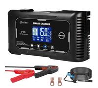 SolaMr 15A Chargeur de Batterie de Voiture, 12V et 24V Mainteneur de Batterie Entièrement Automatique, Chargeur de Trickle pour Camions, Motos, Batteries Marines au Lithium et au Plomb - P15