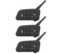SolaMr V4 Plus Intercom Moto, Bluetooth 5.1 Casque Moto Freecom, Talkie Walkie avec Réduction du Bruit CVC, Radio FM & Interphone 4 Voies Jusqu'à 1500M, pour Casques de Moto, Skis - 3 Pack