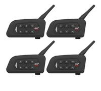 SolaMr V4 Plus Intercom Moto, Bluetooth 5.1 Casque Moto Freecom, Talkie Walkie avec Réduction du Bruit CVC, Radio FM & Interphone 4 Voies Jusqu'à 1500M, pour Casques de Moto, Skis - 4 Pack