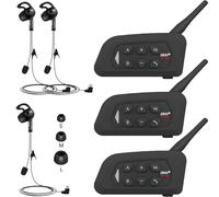 SolaMr V4C Plus Professionnel Arbitre lntercom, Bluetooth 5.1 Freecom pour Oreille Gauche, Talkie Walkie avec Réduction du Bruit CVC, Radio FM & Interphone 4 Voies Jusqu'à 1500M - 3 Pack