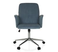 hjh OFFICE Homeoffice Chaise rembourrée avec Aspect Velours côtelé SOLAO Cord Chaise de Bureau pivotante avec roulettes réglable en Hauteur, Bleu Pigeon