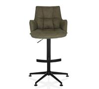hjh LIVING Tabouret de Bar réglable en Hauteur, Tabouret avec Dossier SOLAO Life High Tissu, Tabouret de comptoir pivotant avec Repose-Pieds et accoudoirs, Vert
