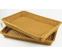 Solapolo grand paniers à pain rectangulaires en osier, paniers rectangulaires pour la cuisine pour la présentation des aliments en magasin (60 x 40 x 8 cm, couleur thé au lait)