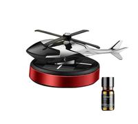 Solar Aircraft Aromatherapy, Rotating Helicopter Aroma Diffuser, Essential Oil Diffuser, Aircraft Shaped Decoration, Long Lasting Fragrance Perfume Interior Decoration, for Home Car (Red)