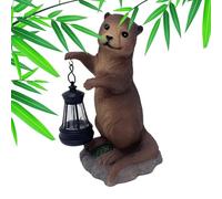 Solar Animal Decor, Lighted Garden Sculpture, Outdoor Figurine with Solar Powered Lamp, Compact Resin Yard Art Piece, Glowing Animal Statue Design, Backyard Patio Decor for Night Lighting