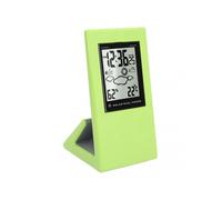 Solar Battery Powered Weather Forecast Clock with Square LCD Display Digital Temperature Humidity Meter for Home School Office