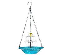 Solar Bird Bath Fountain - Weatherproof Bowl, Solar Powered Hanging Waterfall Fountain For Outdoors, Bird Baths With Glass Bowl And Pump, Waterproof Birds Feeders For Garden, Patio, Lawn, Hummingbirds