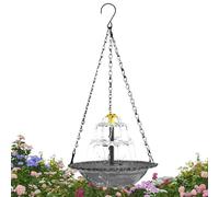 Solar Bird Bath - Hanging Garden Fountain, Backyard Waterfall Bowl | Weatherproof Outdoor Resin Floating Water Feature Serene Aesthetic Hummingbird Sanctuary Recirculating Solar Powered Basin for Pond