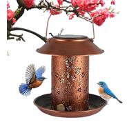 Solar Bird Feeder, 16 x 24,1 cm Waterproof Metal Backyard Lantern Decor, Attractive Hollow Wild Bird Feeders, Convenient To Use For Balcony Patio Garden Window Deck Lawn Wildlife Attraction