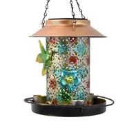 Solar Bird Feeder - Decorative Lantern Style Hummingbird Feeder for Outdoor Garden Attraction, Solar Powered Evening Ambient Lighting with Durable Weather Resistant Design, Bird Watching Yard Decor