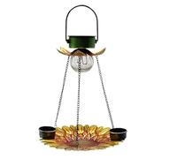 Solar Bird Feeder, Solar Powered 2-in-1 Metal Finch Feeders, Compact Parrot Feeding, Weather-Resistant Design, Decorative LED Light, Ideal for Balcony, Patio, Garden and Yard Use