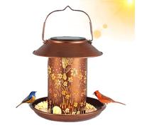 Solar Bird Feeder - Wild Bird Feeders, Waterproof Metal Backyard Lantern Decor, Hangable Solar Birds Feeder, Hollow Wild Birds Feeders for Balcony Patio Garden Window Deck Lawn Wildlife Attraction